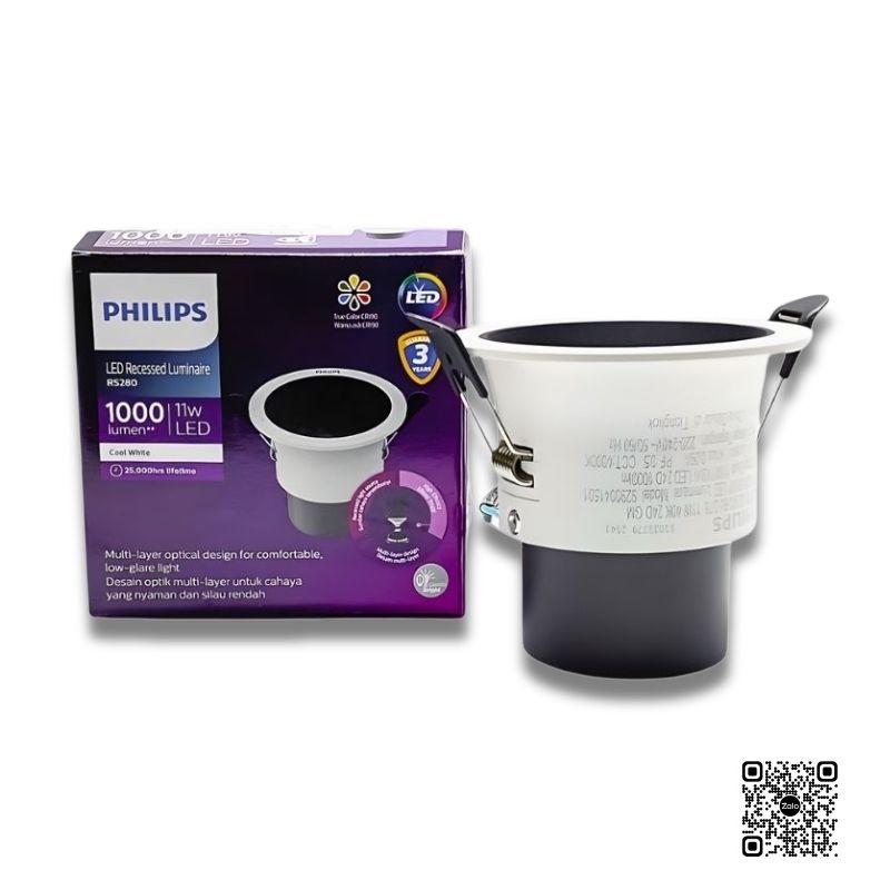 Đèn LED âm trần Philips RS280 11W kèm hộp sản phẩm màu tím
